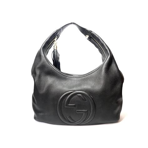 gucci black pebbled leather soho hobo bag|Gucci hobo bag vintage black.